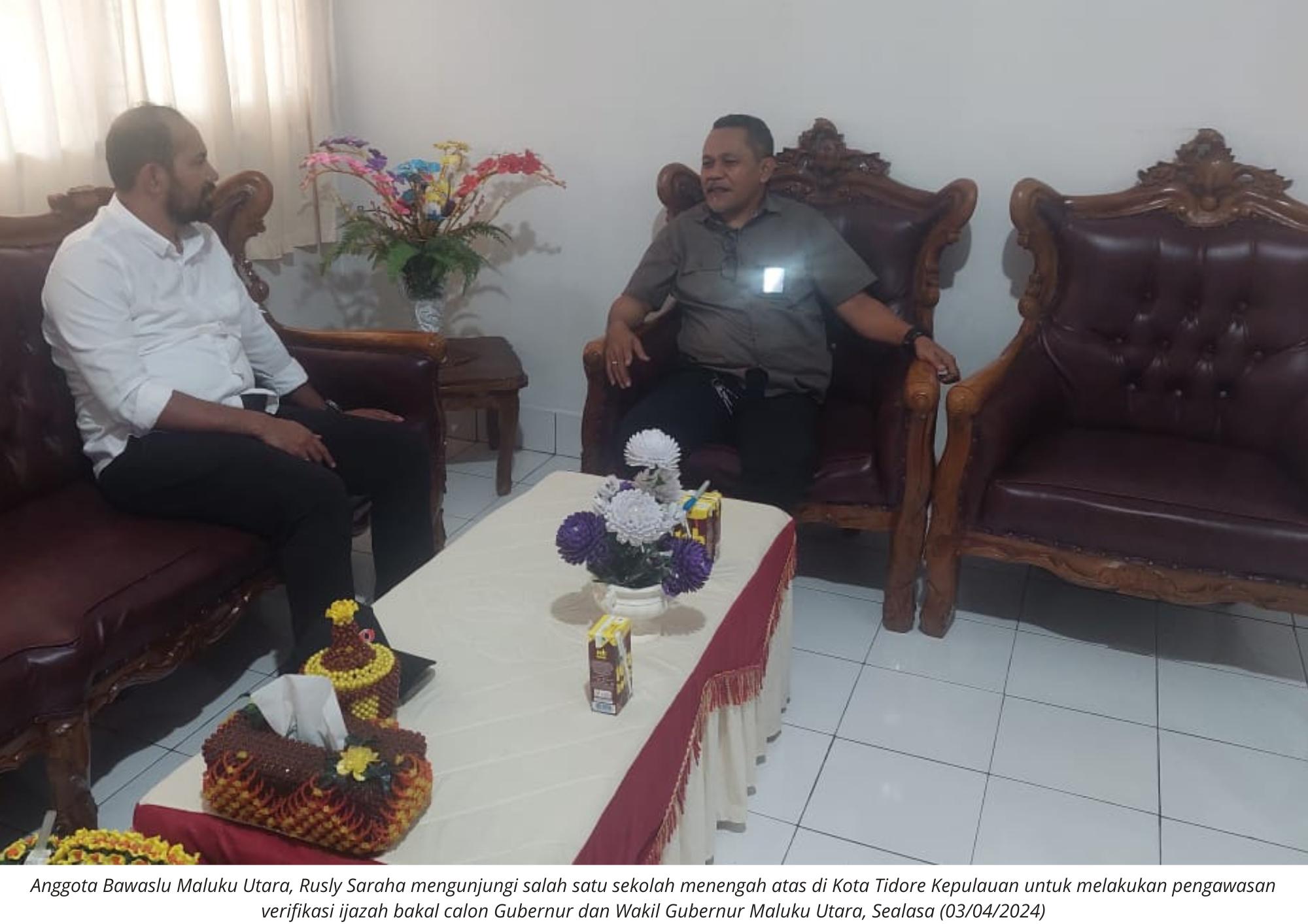Kunjungi Sekolah di Tidore-Ternate, Rusly Awasi Verifikasi Administrasi Ijazah Bapaslon