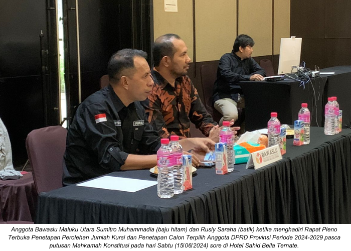 Bawaslu Malut Hadiri Rapat Pleno Terbuka PenetapanÂ  Calon Terpilih Anggota DPRD Provinsi