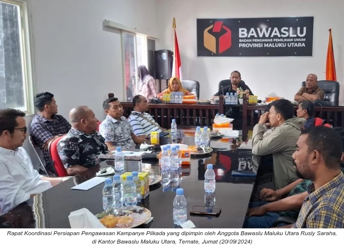 Bawaslu Malut Gelar Rapat Koordinasi Pengawasan Kampanye Pemilihan Serentak 2024