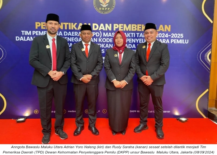 DKPP Lantik TPD Maluku Utara dari Unsur Bawaslu