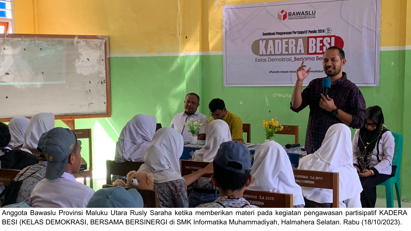 Sosialisasi KADERA BESI, Rusly Paparkan Pengawasan Partisipatif di SMK Informatika Muhammadiyah Bacan