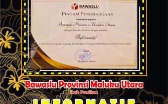 Tiga Kali Bawaslu Malut Utara Raih Penghargaan Keterbukaan Informasi Publik