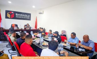 Bawaslu dan KPU Malut Koordinasi Bahas Teknis PSU TPS 08 Tabona